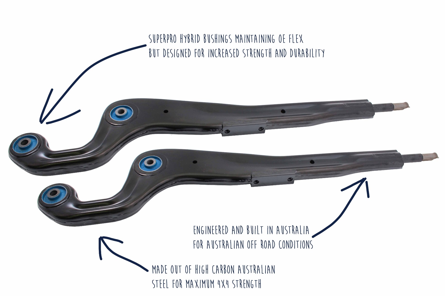After developing, what is arguably, the most sophisticated, castor increase and high articulation and replacement Radius arms for the Toyota Landcruiser.