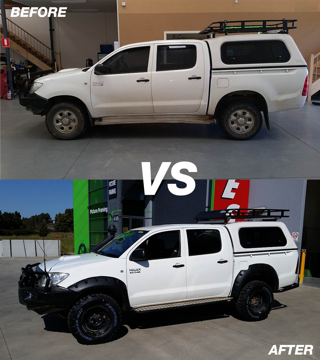 Formula 4x4 Lift kit installed on 2010 Toyota Hilux at Fulcrum Suspensions Pakenham