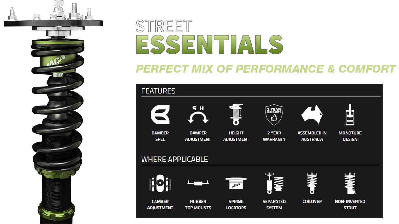 mca street essentials coilover features and specs